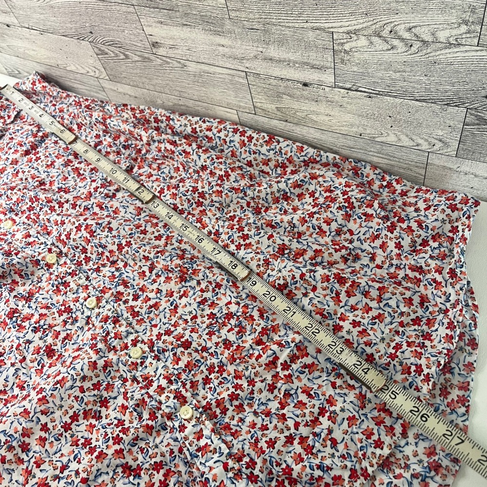 St. John's Bay Sleeveless Shirt Women 1X Red White Blue Floral Button Up Cotton - Picture 6 of 8